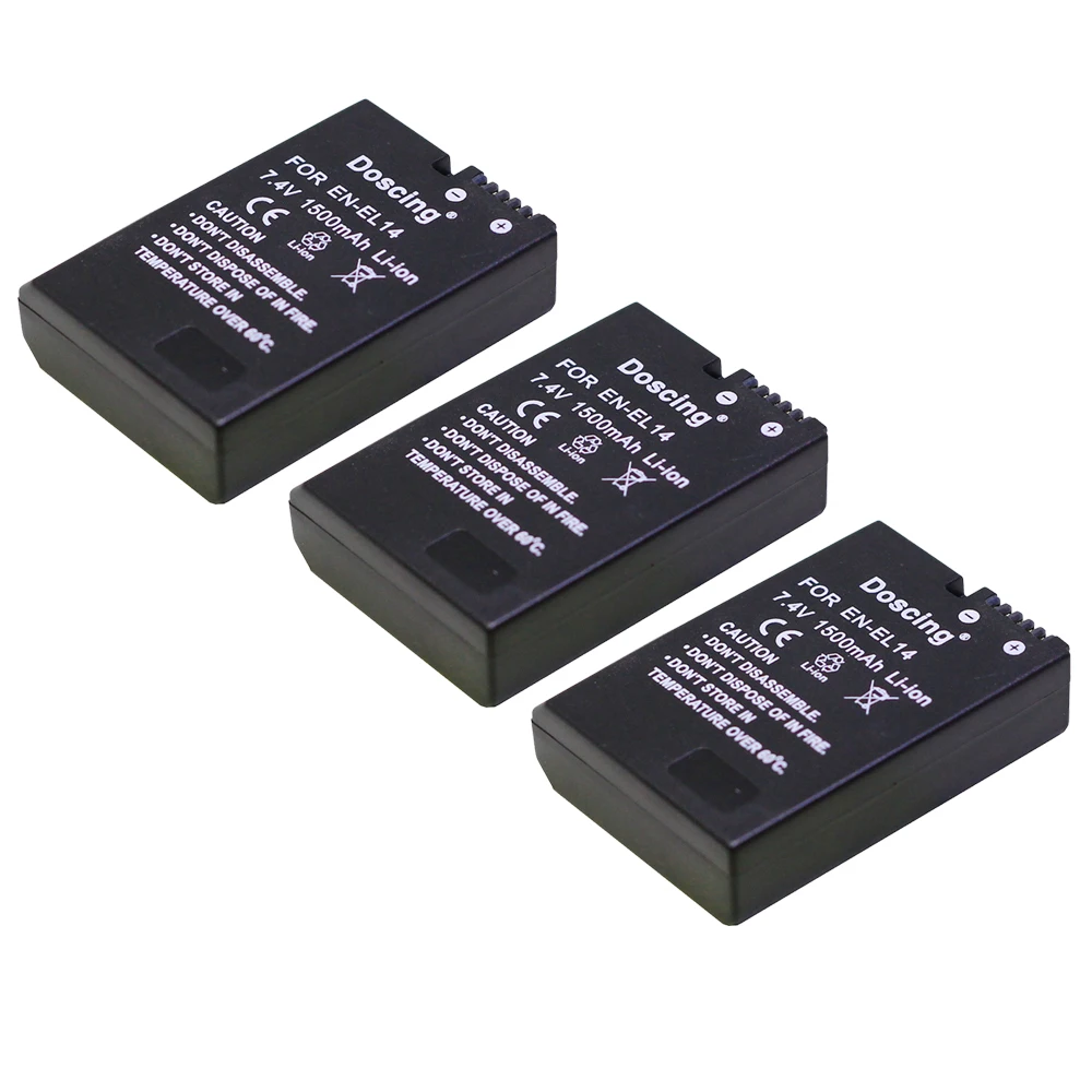 3Pcs EN EL14 Digital Batteries ENEL14 EN EL14 Camera Battery Pack For