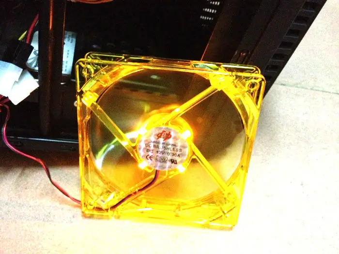 

New Yellow color frame 12CM 120MM 25MM with 4 Yellow Center LED Fan For PC Computer Case Box Cooller Cooling Fan
