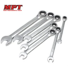 

MPT 8,10,12,13,14,17,19mm 7PCS Ratchet Spanner Combination wrench a set of keys gear ring wrench ratchet handle Chrome Vanadium
