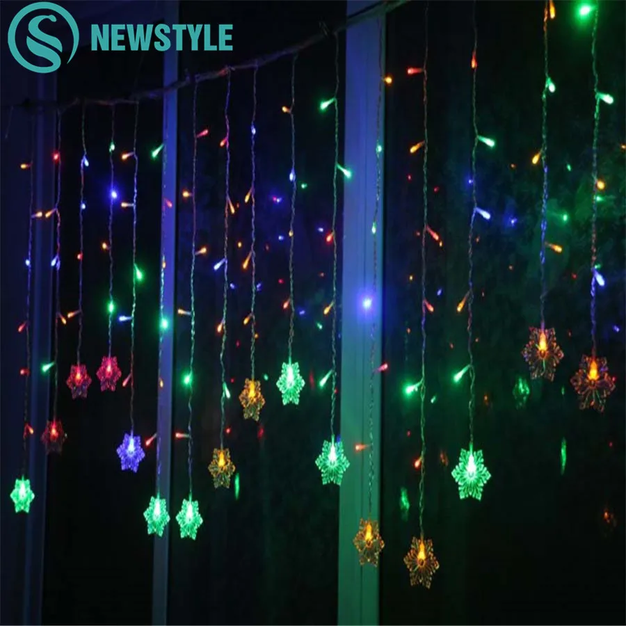 

LED Fairy Snowflake Curtain String Lights 3.5M 96LED Holiday Lighting Luminarias Garland Decor Xmas Wedding Light AC110V/220V