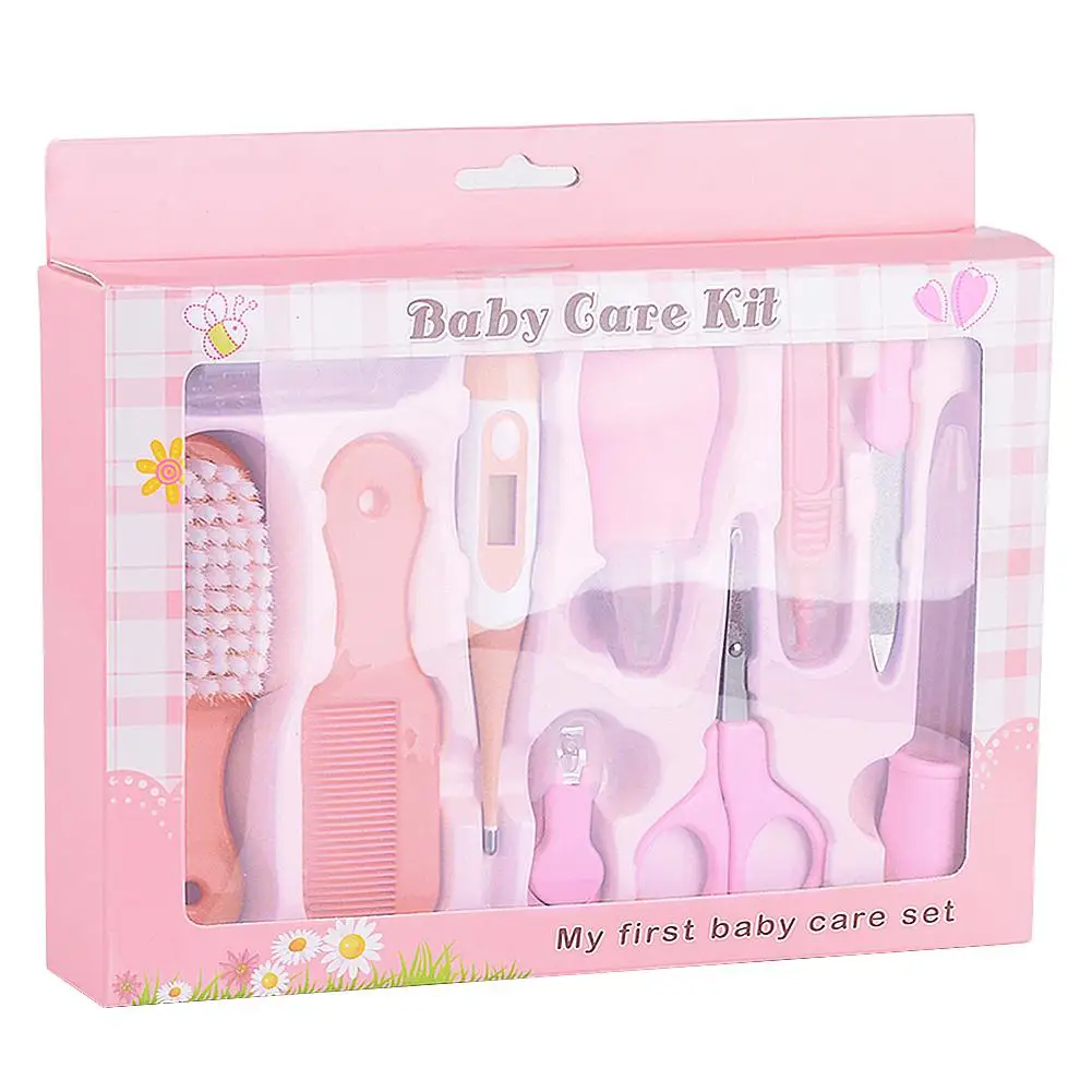 

2019 Baby Health care Set Kids Grooming Kit Safety Manicure Nail Clippers Comb Emery Hairbrush Thermometer Baby Care tool