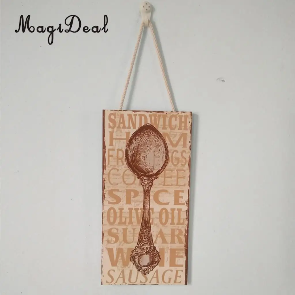 MagiDeal Home Dining Kitchen Natural Wood Plate Sign Cafe Pub Bar Wall Art Plaque - Coffee Shop Tea House Rest Room