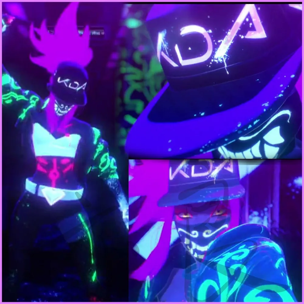 Горячая игра Novo Jogo Kda группа Косплей светящаяся марлевая маска ночные огни Akali