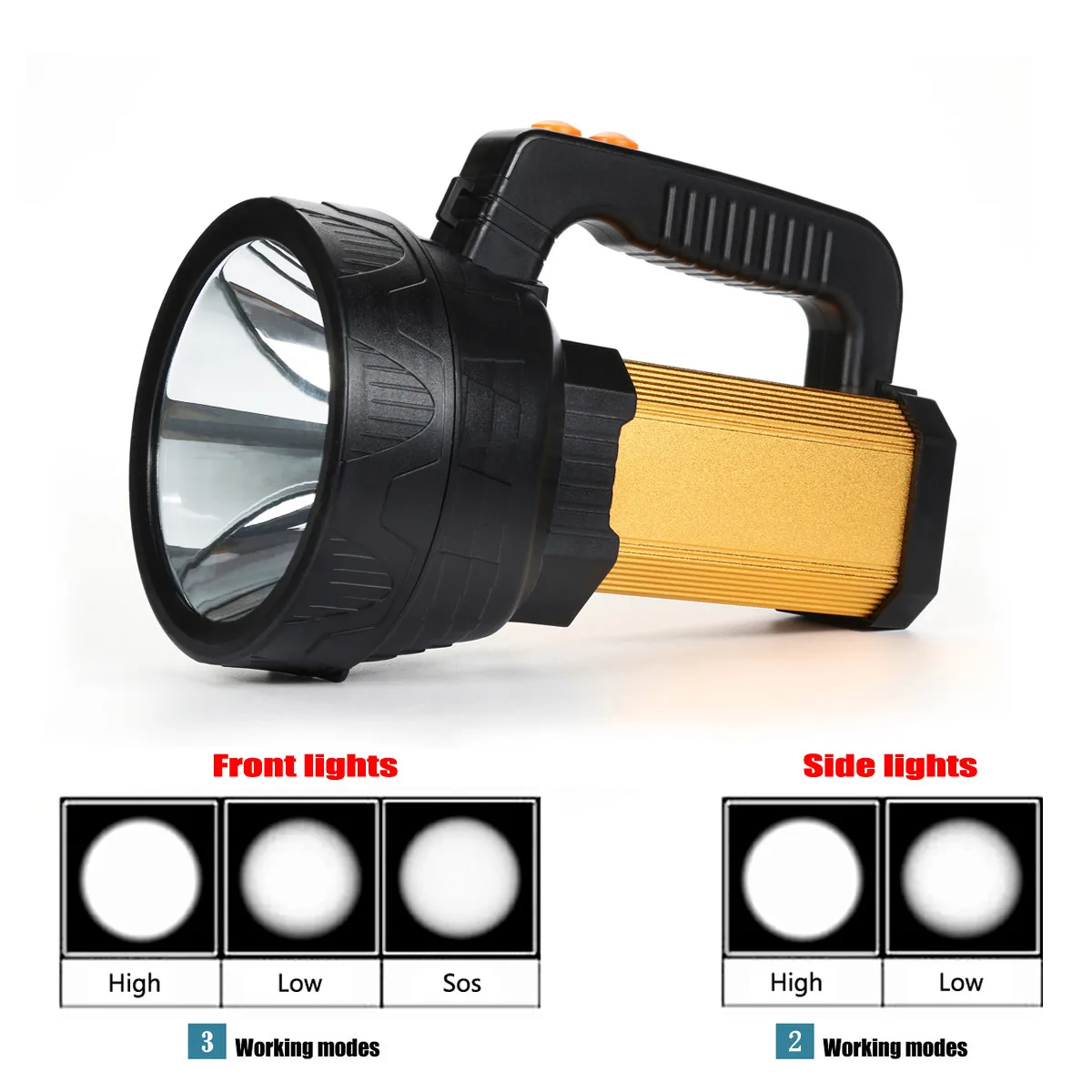 Excellent Bright Searchlight Handheld Portable Spotlight LED Rechargeable Flashlight USB Camping Fishing Barbecue High-low-flash #EX 5 Excellent Bright Searchlight Handheld Portable Spotlight LED Rechargeable Flashlight USB Camping Fishing Barbecue High-low-flash #EX 5