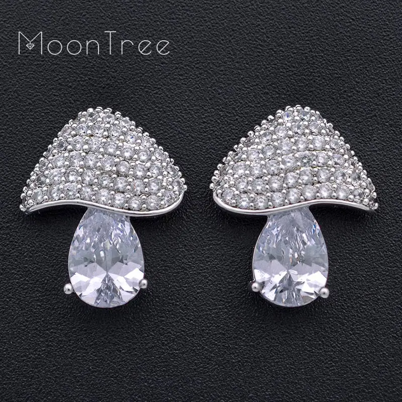 Роскошные серьги MoonTree в виде грибов с микрозакрепкой из фианита для