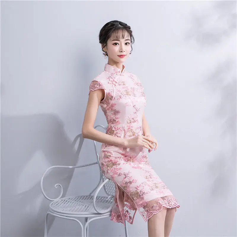 Шанхай история мода лето по колено Cheongsam новое поступление китайский Стиль Женские район платье тонкий Qipao Vestido