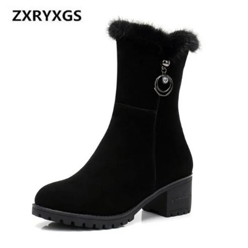 

Winter Snow Boots Women 2018 New Mate Cow Leather Women Shoes Boots Non-slip Comfort Women Warm Shoes Large Size Women Boots