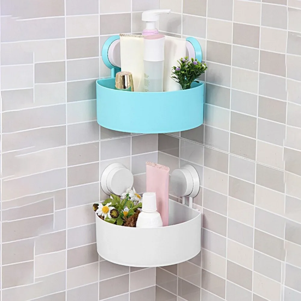 Strong Vacuum Suction Cup Corner Mounted Storage Shelf Triangle Rack