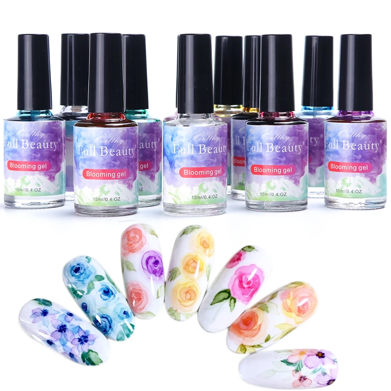 15ml Nail Blossom Gel Polish Magic Blooming Flower Watercolor Varnish Lacquer Soak off UV Gel Nails Art Decor Set Manicure TR895