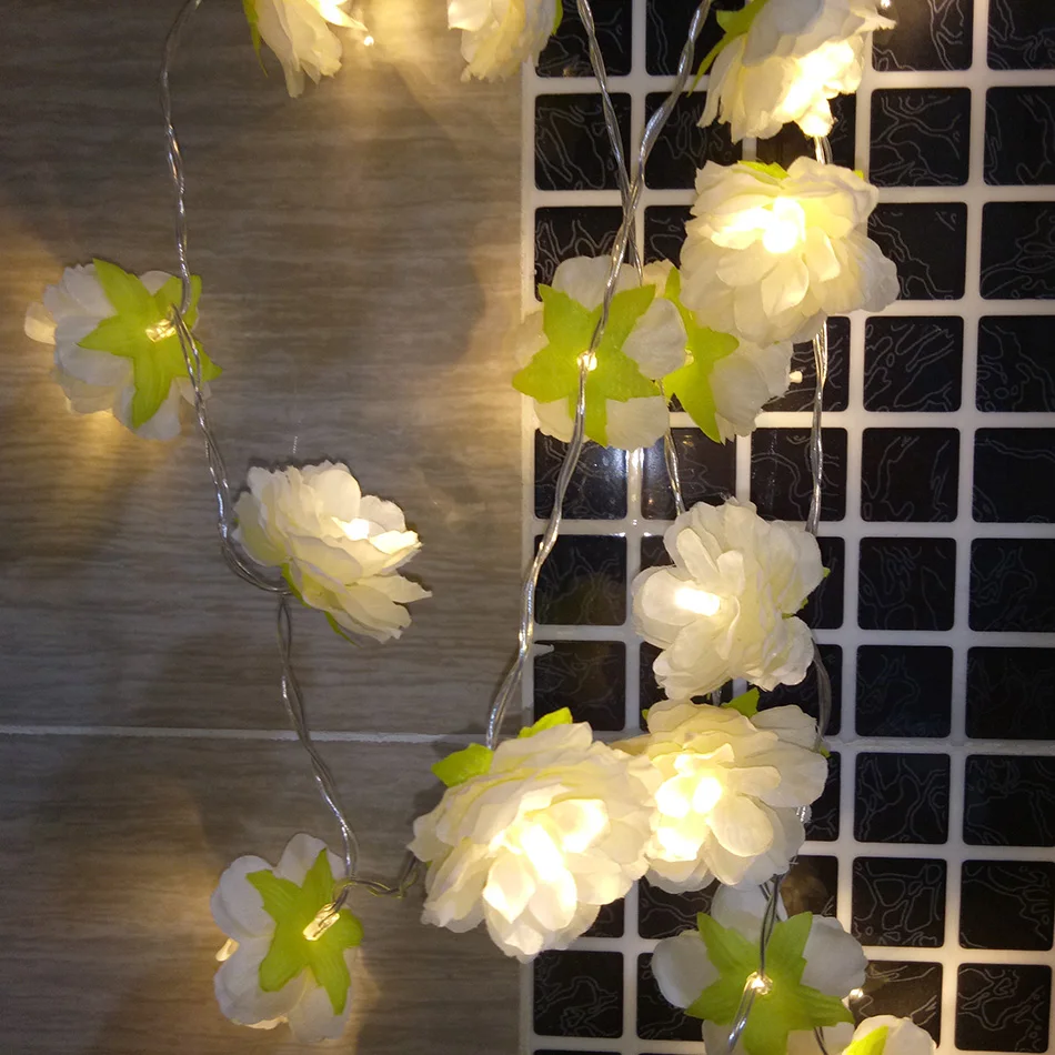 Novelty Beige silk flower Fairy String Lights 10M 80 leds Fashion
