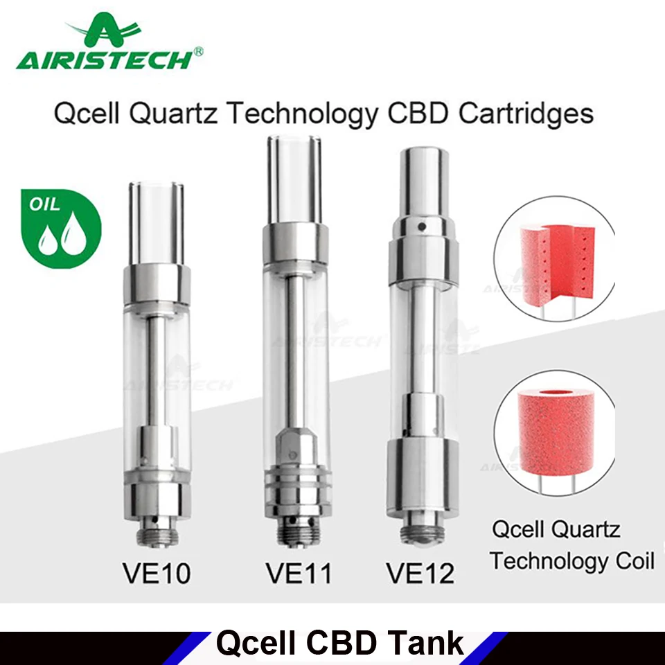 

Original Airistech Qcell Quartz Technology CBD Tank VE9 VE10 VE11 VE12 Replacement Cartridge 0.5ml/1.0ml Ceramic Cell coil