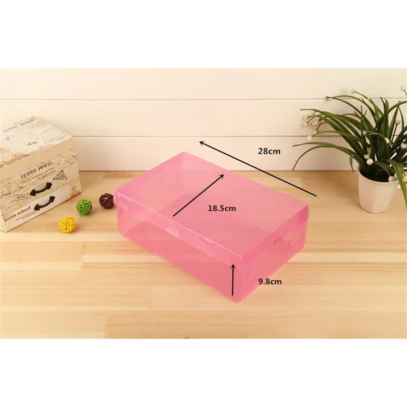 US $1.78 |1 Stücke DIY Klapp Schuhkarton Clamshell Schuhe Aufbewahrungsboxen Transparent Stiefel Organisieren Farbige Kunststoff Finishing Box in DIY Klapp Schuhkarton Clamshell Schuhe Aufbewahrungsboxen