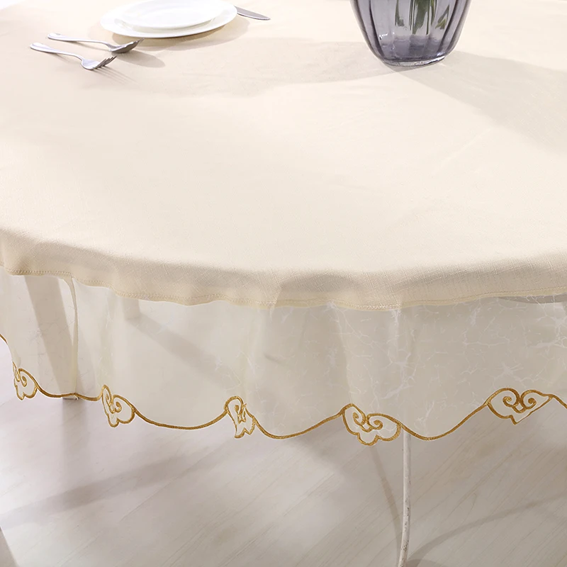 

Round Table cloth Embroidery Border Dinner tablecover 175cm Diamter
