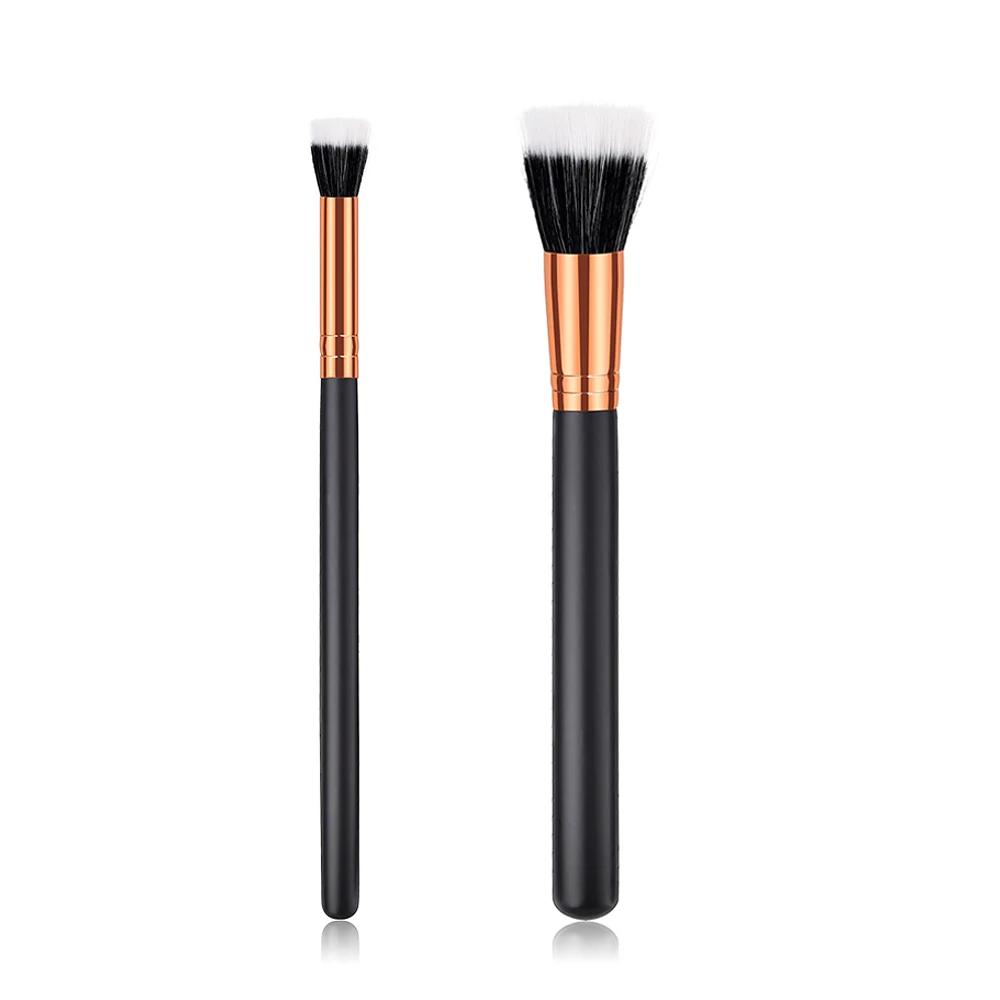 

GUJHUI 1pcs Blush Foundation Powder Brush Synthetic Hair Makeup Brush Black White Hair Flat Top Brush