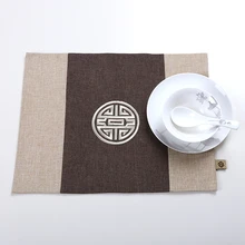 Этнические вышитые счастливые китайские льняная салфетка хлопок прямоугольная тарелка блюдо поддон коврики Мода столовая подкладка для кофейного столика колодки