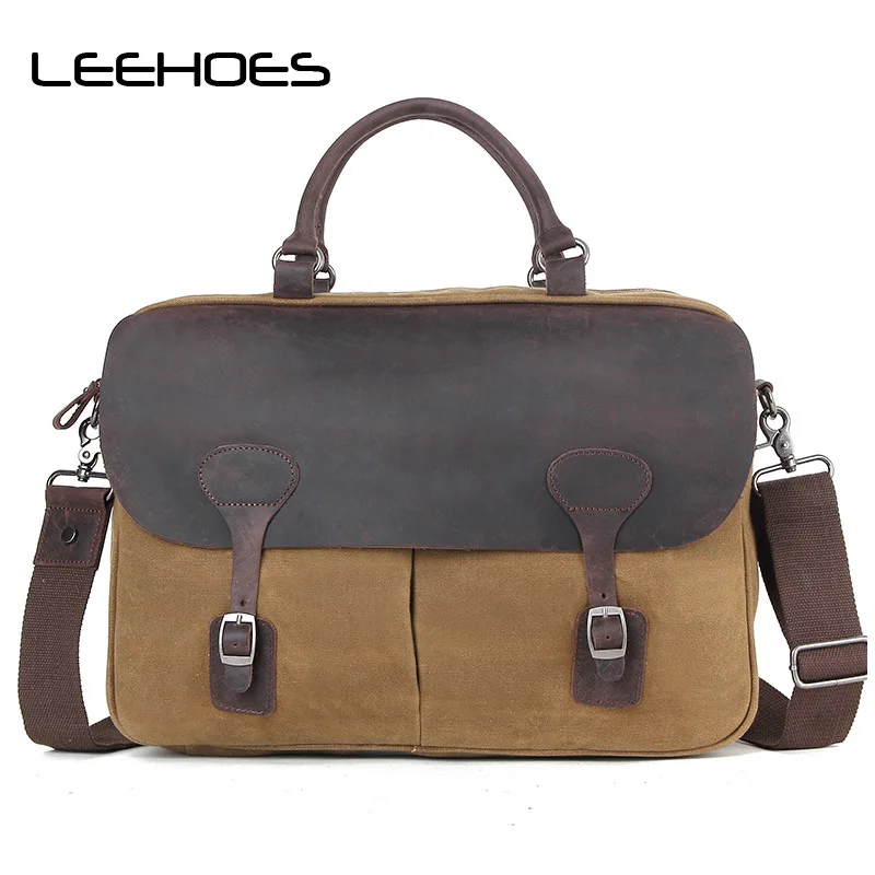 

On Sale Cotton Men Briefcase Bag Canvas Computer Business Messenger Bag High Capacity Men Shoulder Bags Designer Travel Handbags