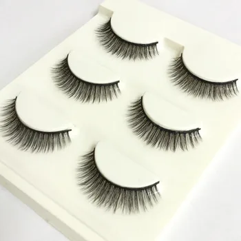 

Women Natural Cross 0.9cm Long False Eyelashes Ladies Handmade Black Terrier Eyelashes 3D Multi-layer False Eyelashes 3 Pairs
