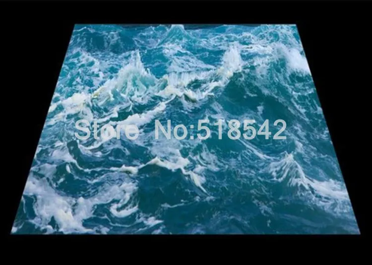 Custom 3D Floor Mural Wallpaper Sea Water Wave Bathroom 3D Floor Mural PVC Waterproof Self-adhesive Vinyl Wallpaper Home Decor