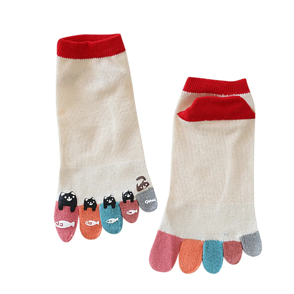 Женские разноцветные носки с пятью пальцами хлопчатобумажные забавные носки женские хлопковые милые счастливые носки# ss