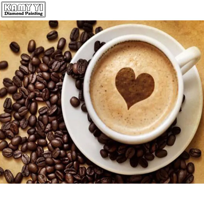 

5D DIY diamond embroidery FULL drill Coffee Heart picture Diamond painting cross stitch home Decoration gift diamond mosaic