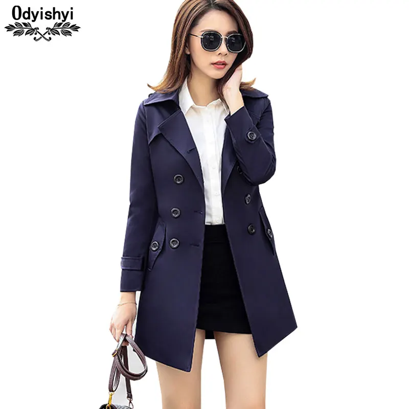 

XS-6XL Double-breasted Windbreaker Coat Women Medium long Korean Spring Autumn 2019 New Plus size Slim Trench coat Female HS108