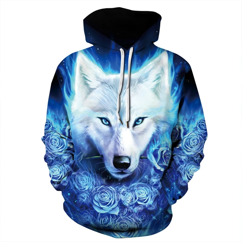 Blue Wolf Hoodie Men Women 2019 Long Sleeve Pullover Hoody Tops Casual Tracksuit All Over Printed 3D Hoodies Sweatshirts