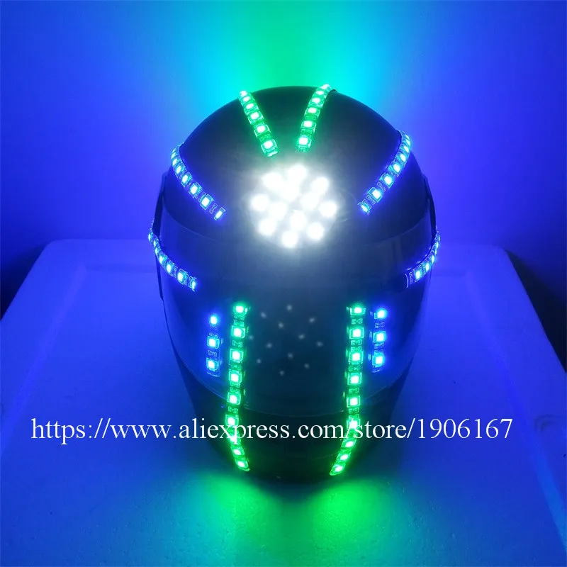 

Hot Sale LED Luminous Robot Helmet Led Halloween Christmas Party Headwear For Dancing Bar DJ Club Free Shipping