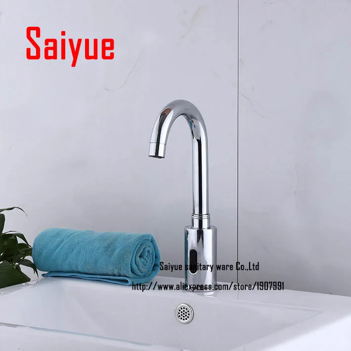 

Automatic sensor faucet washroom mixer touchless tap single cold chrome finishing deck mounted