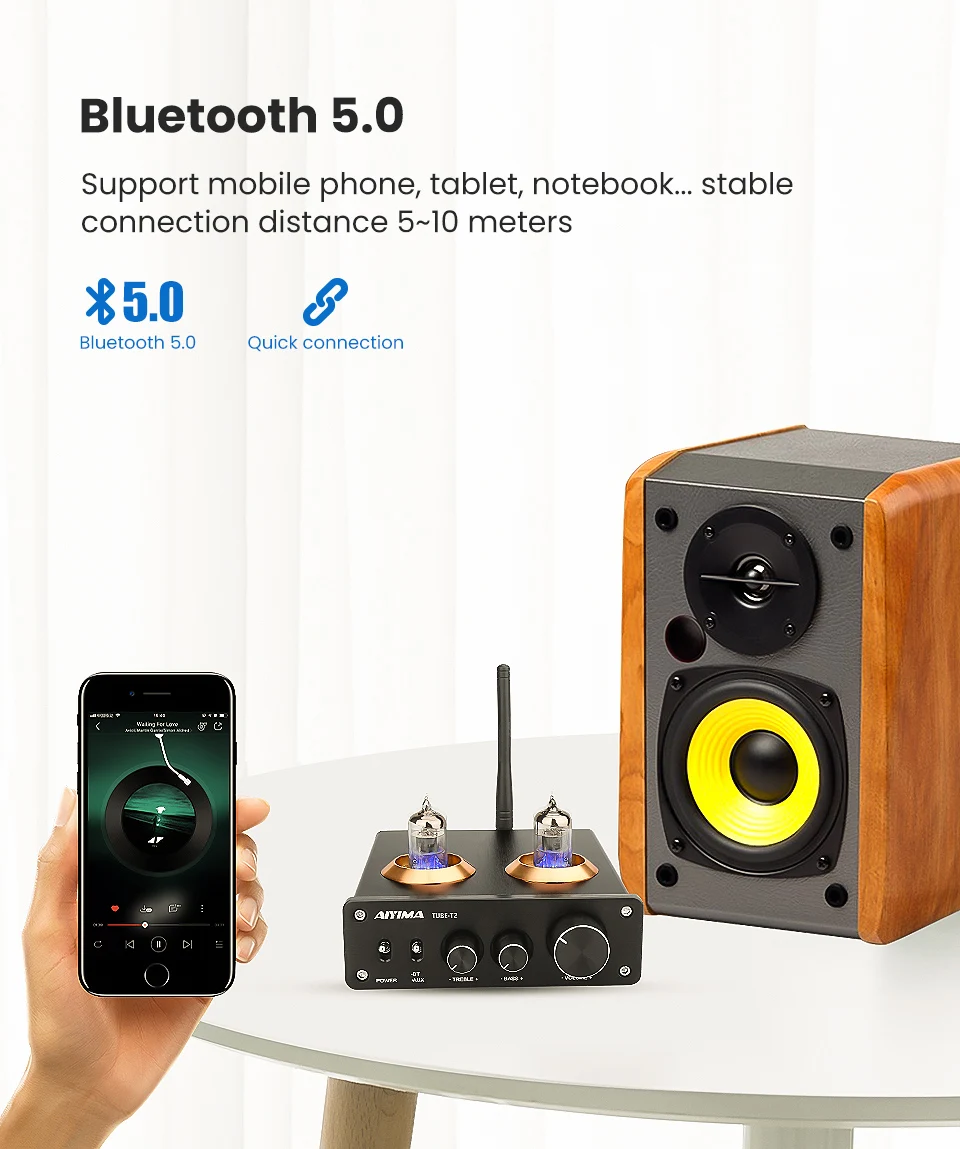 AIYIMA 6J1 ламповый усилитель предусилитель HiFi Bluetooth 5,0 предусилитель аудио усилитель с высокими басами Регулировка тона домашний звуковой кинотеатр