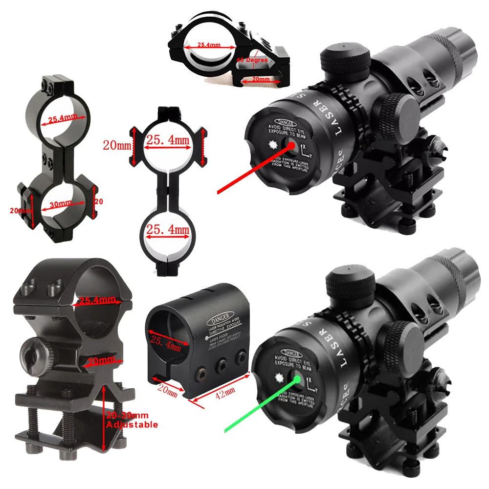 Зеленый Красный точечный лазерный прицел с QD 45 градусов Смещение 25,4 мм кольцо 20 мм Вивер Пикатинни Крепление дистанционный переключатель для винтовки