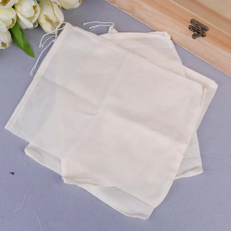

10pcs/lot 20x25cm 60 density hand made cotton drawstring filter bag fried Chinese medicine boil brine spices bag milk coffee