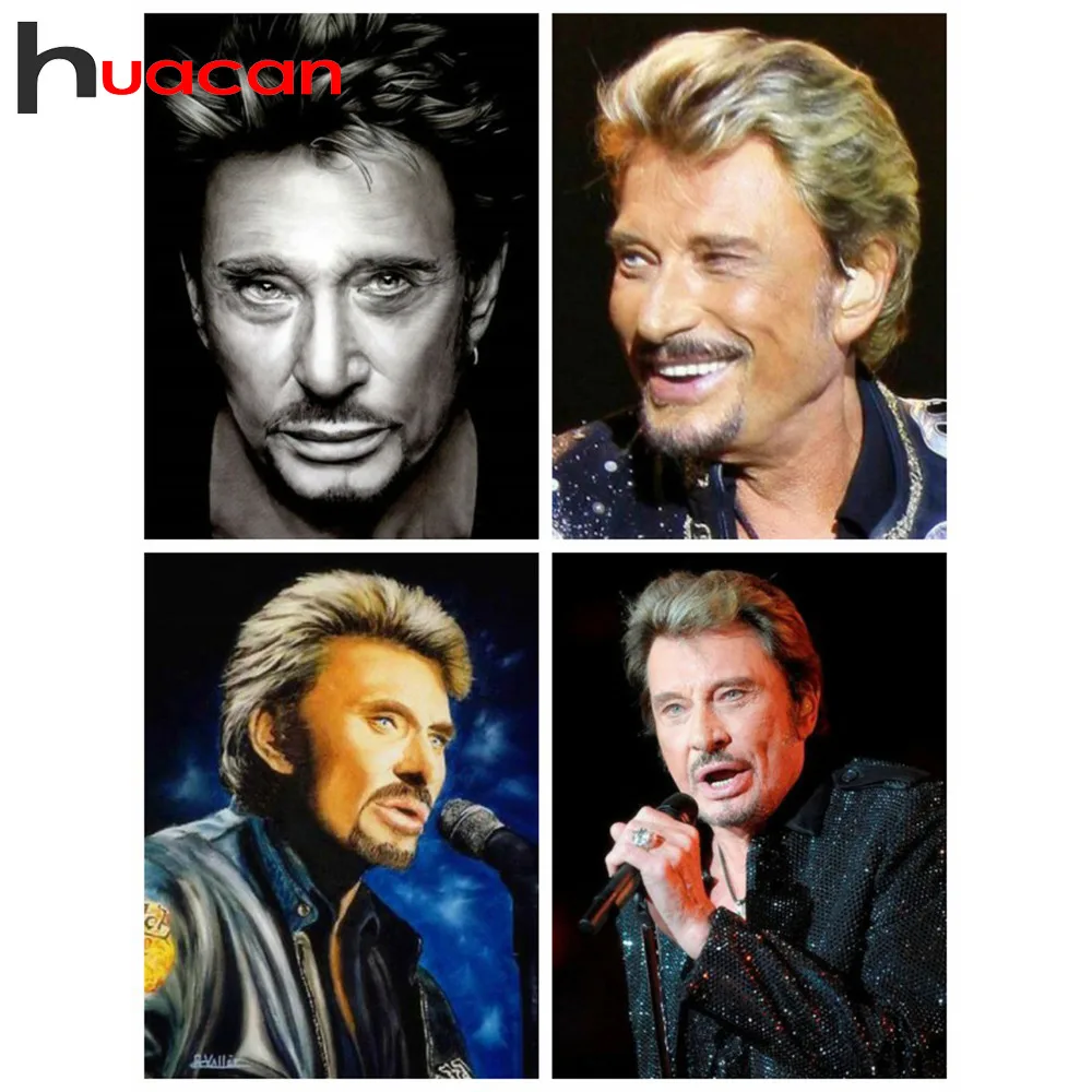 

Huacan DIY 2019 Diamond Painting Square /round Johnny Hallyday Diamond Embroidery Cross-stitch Singer Rhinestone Embroidery