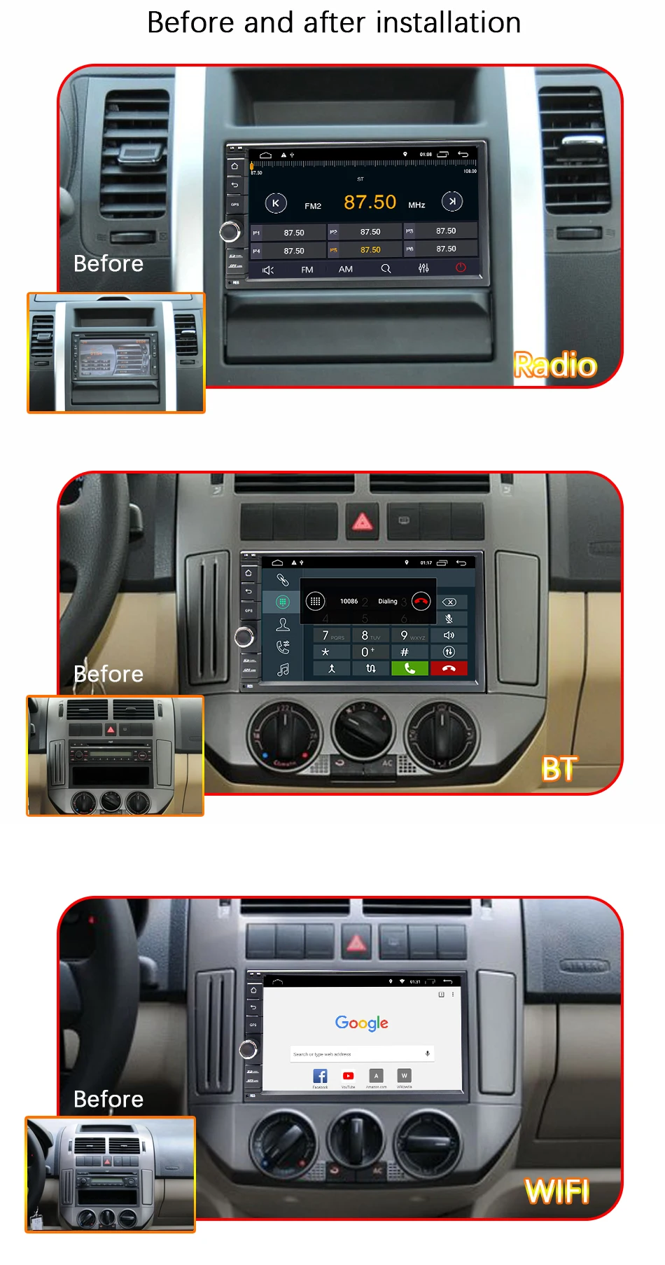 Eunavi Универсальный 2 din Восьмиядерный " Android 9,0 автомобильный Радио стерео Мультимедийный плеер wifi 2din gps навигация SWC TDA7851 без DVD