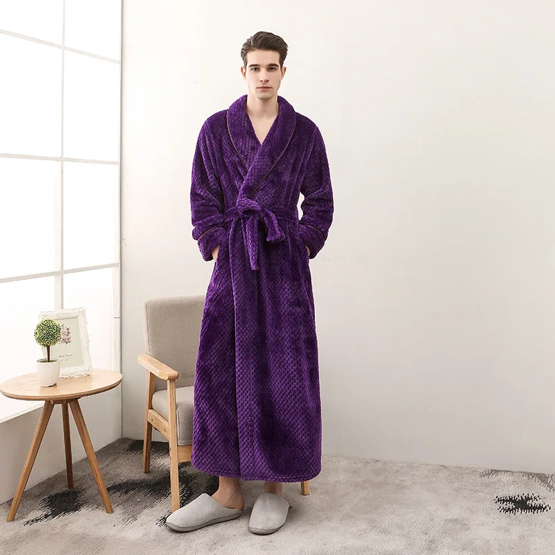 Фланелевые пижамы для взрослых, халат для женщин, утолщенные халаты для сна, большие размеры, мужские теплые домашние халаты для влюбленных, D-2145 - Цвет: Male3