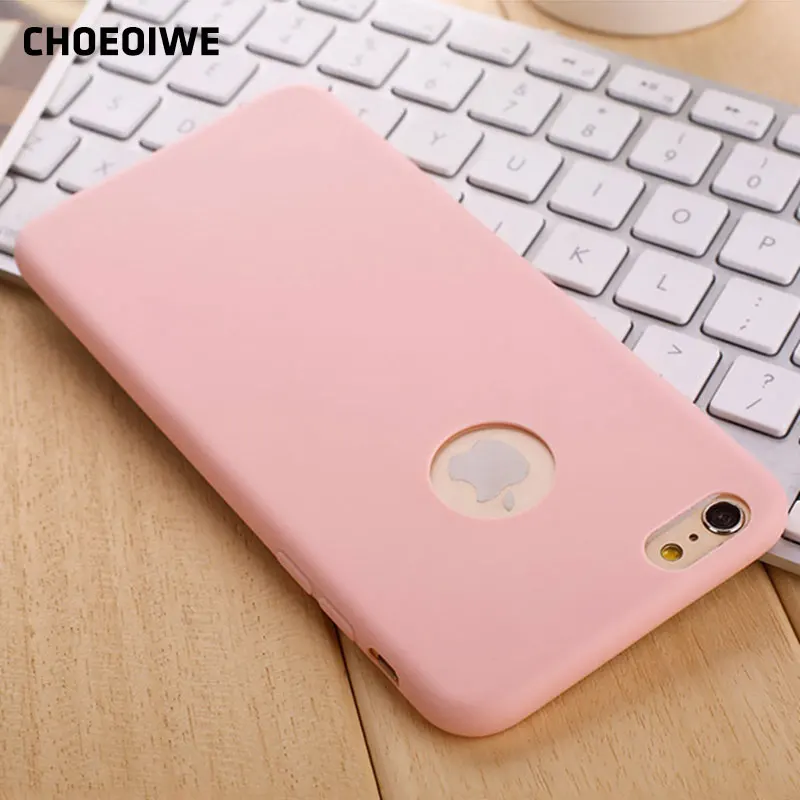 

CHOEOIWE Cute Candy Mint Pink Color Case for iPhone 5 5s SE 6 6s 7 Plus Ultra Thin Soft Silicone Back Cases i6 6S Cover Shell