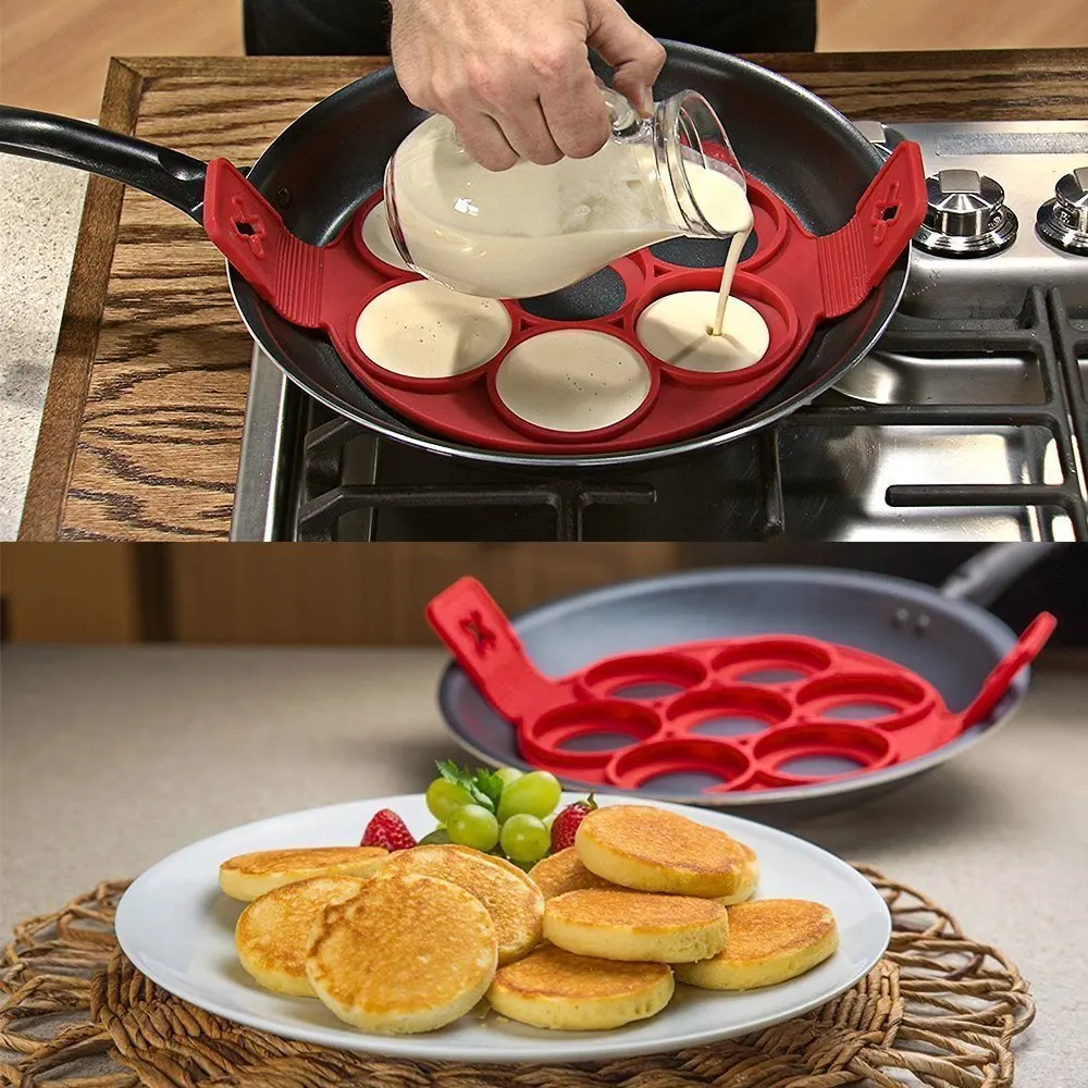 7 Holes Silicone Mold Pancake Maker Nonstick Egg Ring Maker Kitchen  Accessories Snack Cake Mold Cooking Baking Tools