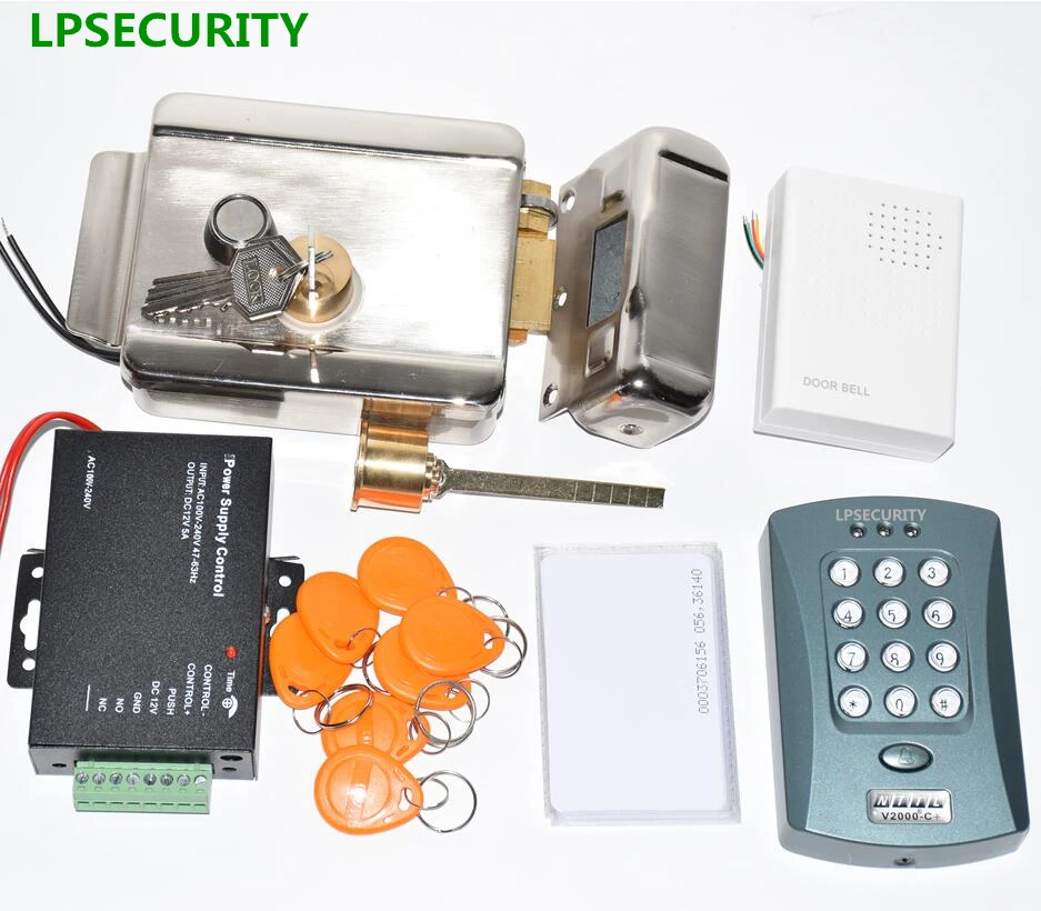 Lpsecurity 12vdc WG26 Считыватель RFID клавиатуры контроля доступа электрические ворота замок комплект с 10 id-теги 10 ПВХ карты