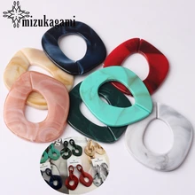 Acetic Acid Resin Colourful Oval Geometric Charms Connection 6pcs/lot 50MM For DIY Fashion Drop Earrings Making Accessories