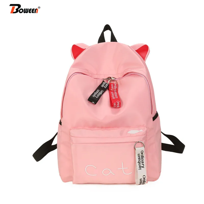 

Preppy Style Pink women Backpack for Girls Teenage School Bags Back Pack Nylon Back Bag ladies Bagpack Mochila 2019 new