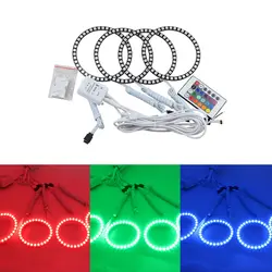 Многоцветные RGB Led глаза ангела для Bmw E30 E32 E34 фар DRL с 4 шт. 120 мм Halo кольца и 1 шт. ИК-пульт дистанционного управления