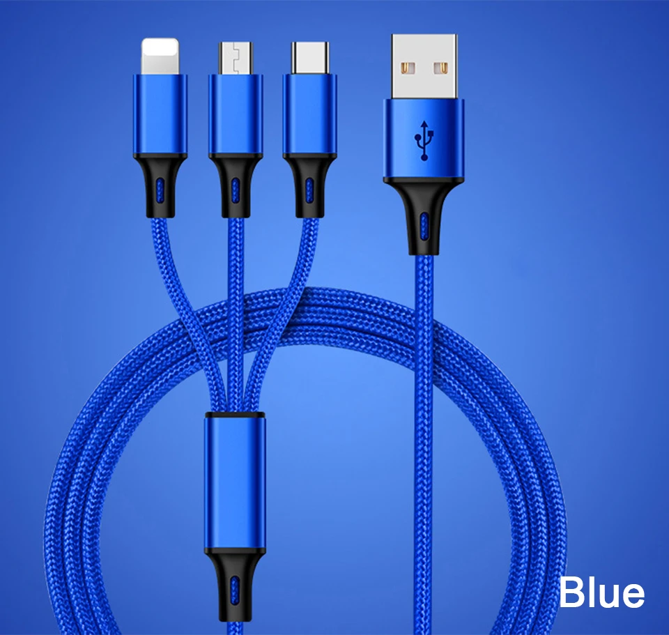 3 в 1 микро USB кабели для мобильных телефонов 5V2A Тип зарядки c iOS Android Быстрая зарядка зарядное устройство тип-c 3в1 несколько шнуров