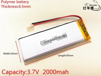 

3.7V 2000mAh 653495 Lithium Polymer Li-Po li ion Rechargeable Battery cells For Mp3 MP4 MP5 GPS mobile bluetooth