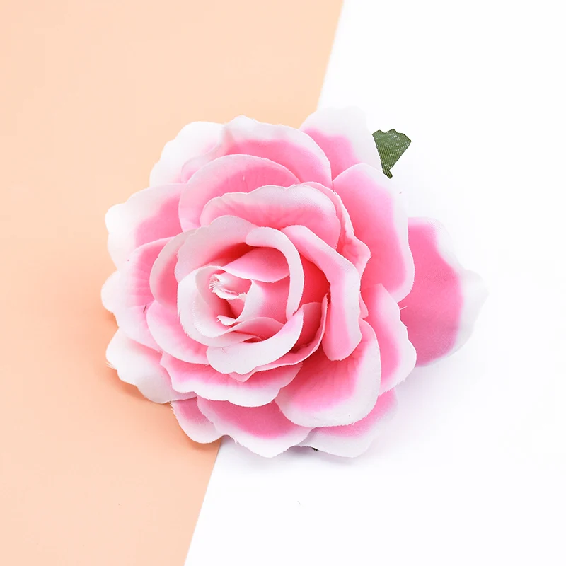 6 шт. шелковые розы цветок настенный Декор для дома Свадебные аксессуары оформление diy ВЕНОК рукоделие колпачок искусственные цветы - Цвет: dark pink