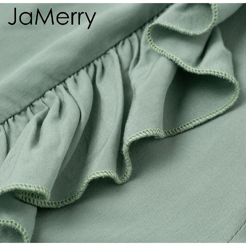 JaMerry 2019 винтажные расклешенные брюки с оборками Женские Асимметричные высокой