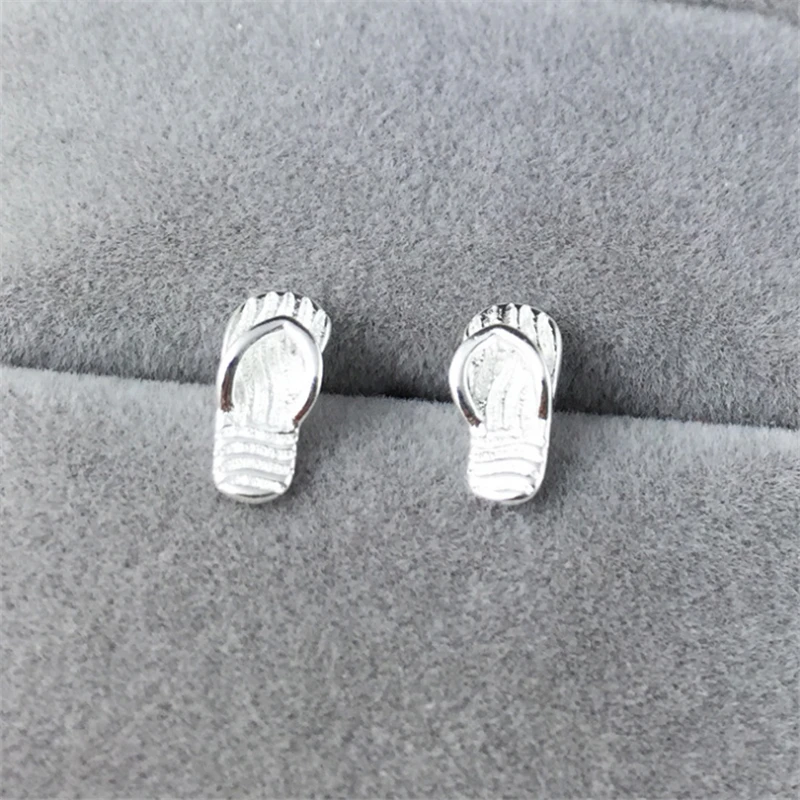 

2019 women's earring 925 sterling sliver slippers summer stud earrings cute funny mini brinco free shiping girls ear rings ED860