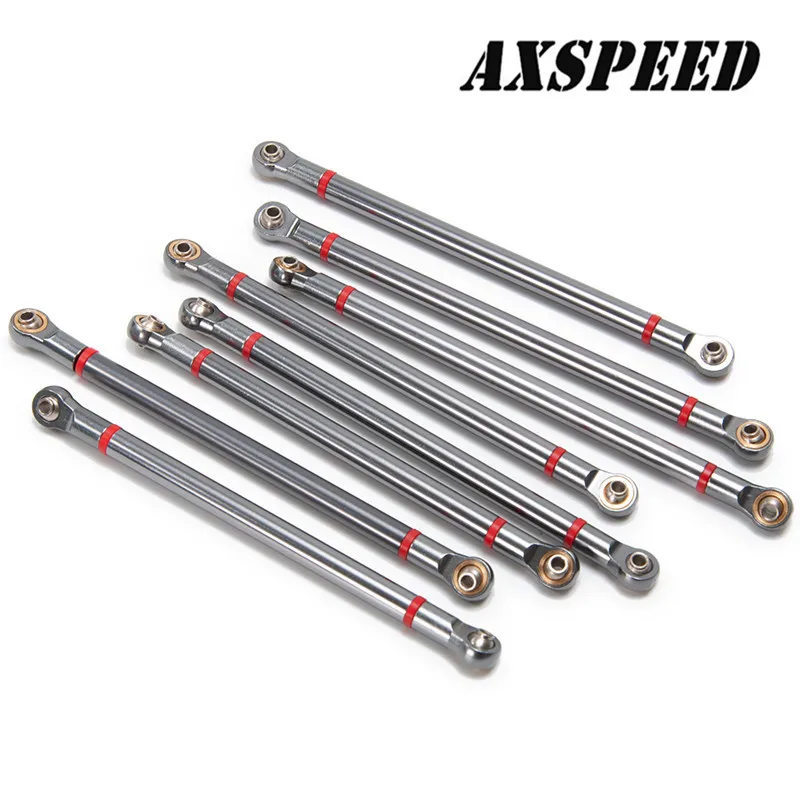 Black 8Pcs RC car Axial Scx10 Aluminum Alloy Upgrade Link Rod for 313MM Wheelbase
