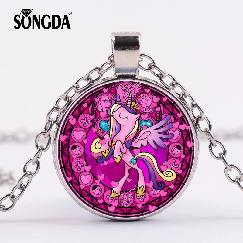 SONGDA модное ожерелье с подвеской My Little Horse Baoli Poni Милая Радужная лошадка с мультяшным принтом стеклянный кабошон подарок для маленьких девочек