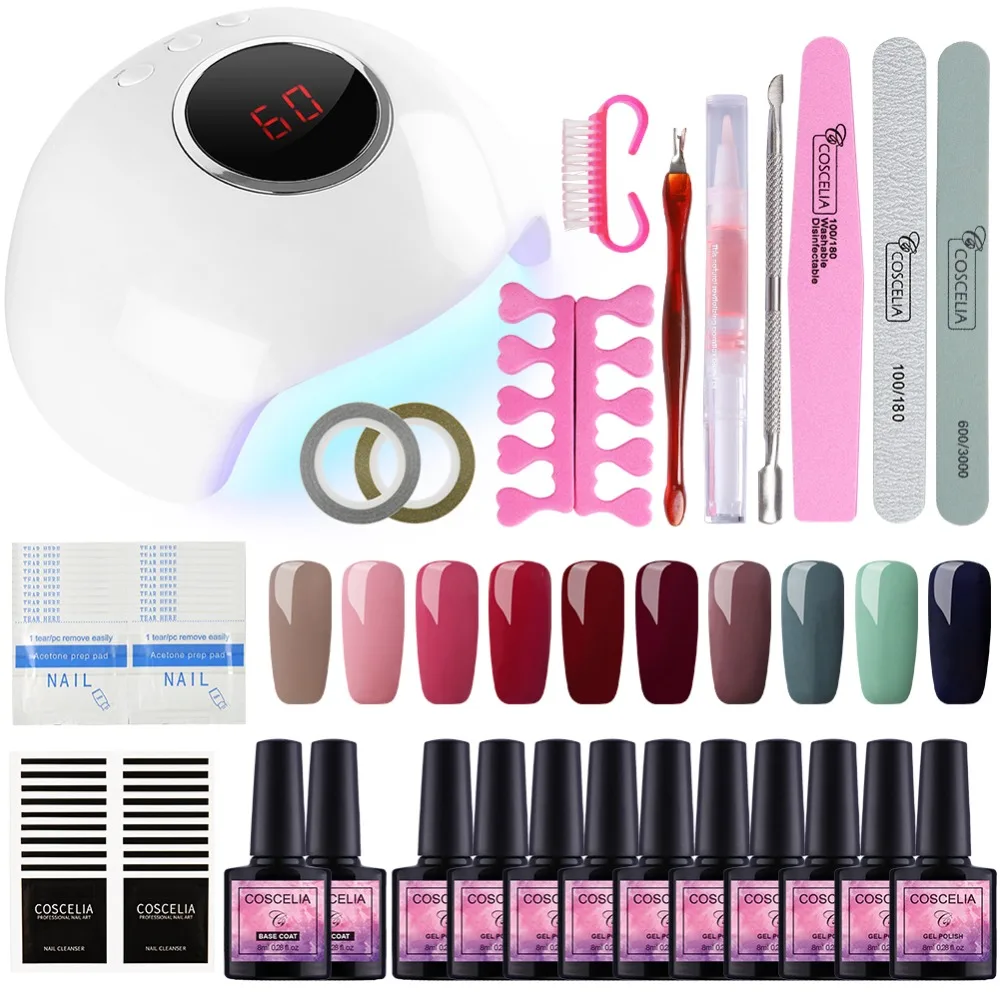 Nail Set UV LED Lamp Dryer With 10pcs Nail Gel Polish Kit Soak Off