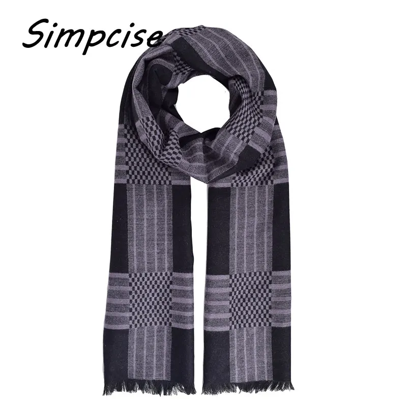 Mens Scarf Winter Fashion Plaid Scarf Brand Warm Scarves Man Luxury Collocation Warp A3A18934 wool scarf mens