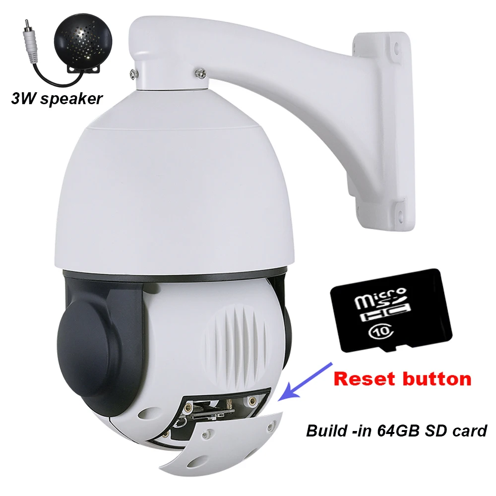 Беспроводная купольная ip камера 5 Мп 2594*1944 SONY IMX335 Starlight PTZ со слотом для sd карты P2P